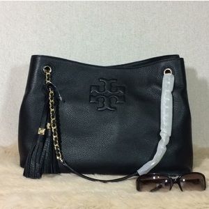 Tory Burch Black Thea Slouchy Chain Tote